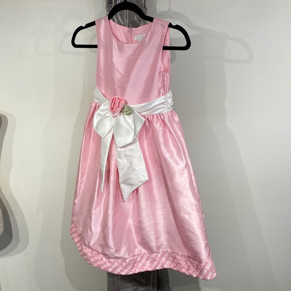 Charter Club Pink Satin Flower Bow Formal Dress
